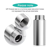 BSP 1/2 "Rosca macho/hembra Tubería de acero inoxidable Tubería de extensión Conector de 10-100mm Adaptador de grifo de agua de cocina