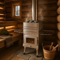Poêle à bois de sauna en acier inoxydable 304 de qualité supérieure avec plaque supérieure renforcée et parafoudre interne pour le camping
