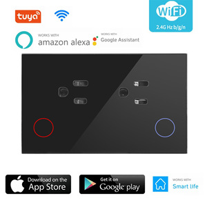 Enchufe de Pared Inteligente WiFi SLS Tuya, 2 Tomas de Corriente, 15/10 Amperios, Panel Táctil de Vidrio con Control Remoto por Aplicación, Carga Máxima de 3000W - Product Image 3