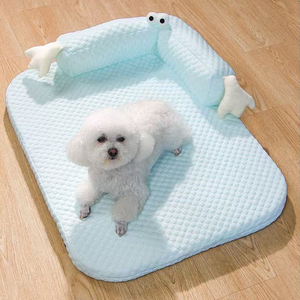 Niedliches Blaues Katzenbett, Kühlende und Erfrischende Eisseide Katzen- und Hundebett mit Kissen - Product Image 4