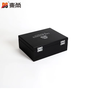 Organizador de Bolsas Rectangular de MDF Negro Mate Brillante con 6 Compartimentos, Hecho a Mano, Reciclable, con Estampado en Caliente, para Té, Regalos y Manualidades - Product Image 2