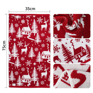 Toallas Navideñas 35x75cm de Algodón Puro con Diseño Jacquard Teñido, Rectangulares, Decoración Festiva para Cocina, Patrón Rojo y Verde - Product Image 2