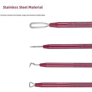 Lot de 7 extracteurs de points noirs et d'acné à double tête, pointe incurvée, outil manuel de soin de la peau - Product Image 2