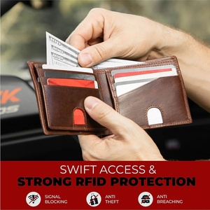 Personalized Short Open Leather <b>Wallet</b> for Men <b>RFID</b>-<b>Blocking</b> Credit Card Holder Customized Crazy Horse Gift - Product Image 4