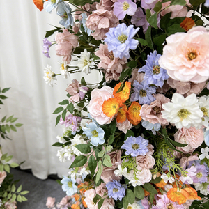 Arco Floral Realista de Seda Mixta Naranja y Lavanda, Decoración Moderna Hecha a Mano para Jardín, Boda, Regreso a Clases - Product Image 4