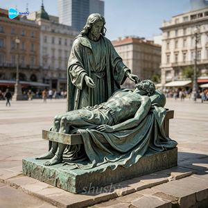 Famosa Estatua de Latón de Jesús de la Religión Católica Cristiana, Cuadecuarto Estación, Jesús a Tamaño Real en el Túmulo, Escultura de Bronce - Product Image 3