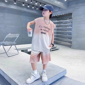 Conjuntos de Ropa Casual para Niños Adolescentes, Estilo Coreano de Verano, Chaleco y Pantalones Cortos con Estampado Degradado de 2 Piezas - Product Image 5