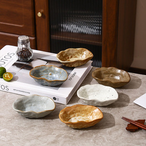 Vỏ hình món ăn Retro thô đất nung Bộ đồ ăn, thương mại Nhật Bản tấm gốm, nước tương nhúng nước sốt tấm - Product Image 6