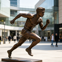 Statue de bronze Running Man, sculpture sur mesure, thème sportif extérieur, taille réelle