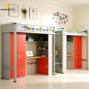 <span class=keywords><strong>Lit</strong></span> superposé moderne à double cadre métallique durable avec échelle et <span class=keywords><strong>bureau</strong></span> d'étude pour dortoir scolaire, appartement, chambre, auberge – Mobilier - Product Image 2