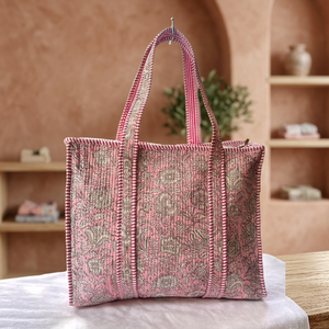 Floral Cotton Quilted Tote <b>Bag</b> Handmade <b>Boho</b> Shoulder <b>Bag</b> Travel Market Everyday Handbags Fashion Ladies Tote <b>Bags</b> Stylish Totes - Product Image 3