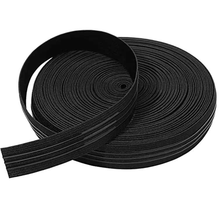 1 Inch Silicone Backed Elastic Band Non-Slip Sewing Elastic Band Silicone Elastic Webbing for Wig Sewing Project Black 3 Stripes