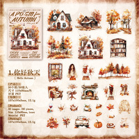 30 feuilles/paquet Poèmes pour la Série Automne – Pack d'autocollants décoratifs rétro pour les fêtes, découpés, en PET, pour la décoration de journaux faits main