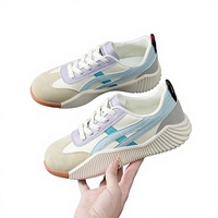 Sepatu Sneakers Chunky Wanita Model Tali Warna-warni Kasual untuk Jalan Santai