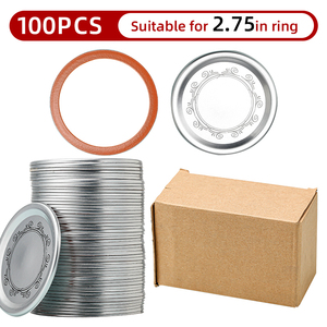 ツイストオフ式金属蓋、気密食品ジャー蓋100個入り、レギュラーマウス缶詰蓋、分割型金属メイソンジャー蓋（缶詰用） - Product Image 3