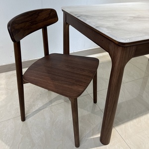 Micro Super Luxe Eettafel met massief houten poten en natuurlijk marmeren blad, rechthoekig, kristalhelder, micro modern, eenvoudige eettafel - Product Image 6