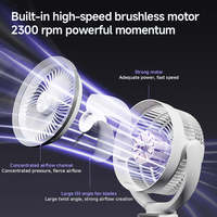 Ventilateur sur pied 3D à circulation d'air, batterie intégrée rechargeable, écran LED, ventilateur électrique domestique 3-en-1 (sur pied, de table et au sol)