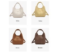 Sac fourre-tout rétro en cuir PU grainé, sac seau à poignée supérieure, sac à bandoulière réglable, logo personnalisé pour femme