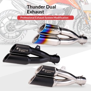 Nuevo Tubo de Escape Doble Negro/Plateado para Motocicleta Modificada CBR300 Ninja 250 Horizon R3 Huanglong <span class=keywords><strong>300</strong></span> con Doble Salida - Product Image 5