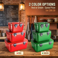 Baril isotherme carré grande capacité, 3 tailles (10L, 20L, 30L), rouge ou vert, avec fermeture à boucle et poignée supérieure, pour usage domestique, restaurant et familial