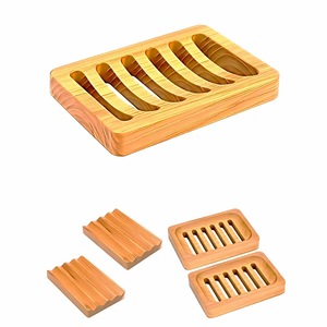 จานสบู่ไม้ทรงสี่เหลี่ยมสไตล์จีนสำหรับใช้ในบ้าน ห้องน้ำ โรงแรม - Product Image 1