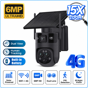 HIKWIFI 6MP CMOSセンサー 15倍ズーム デュアルレンズ IP66防水 PTZ屋外自動追跡 ソーラー4GワイヤレスSIM <span class=keywords><strong>CCTV</strong></span>カメラ - Product Image 1