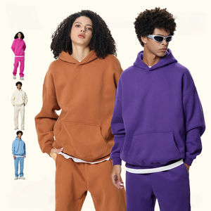 Combat de fourmi unisexe ample Streetwear lourd polaire 58% coton tissu hiver quotidien tenue décontractée mode ensemble à capuche blanc - Product Image 3