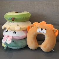 Oreiller de voyage en forme de U en mousse à mémoire de forme animal de dessin animé avec logo personnalisé Support de cou d'avion à rebond lent portable pour le bureau Vente en gros