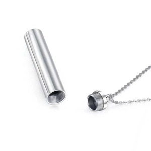 Cubic Bar Container Stainless Steel <strong>Urn</strong> Keepsake Cylinder Perfume Bottle Pendants Memorial Necklace For Ashes - Product Image 2