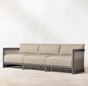 Meubles d'extérieur sur mesure, panneaux en rotin résistant aux intempéries, aluminium, métal, long canapé - Product Image 2