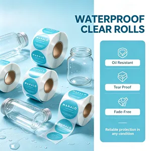 Custom Size Round Roll Stickers Self-Adhesive Transparent <b>Label</b> for Gift Box Sealing Strong <b>Stickiness</b> Digital Printing - Product Image 4