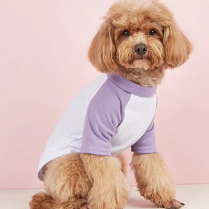 Ropa para perros Trendy Classic Purple Color-Blocked Raglan Primavera Verano Ligero Transpirable Gato <span class=keywords><strong>Chihuahua</strong></span> Camiseta <span class=keywords><strong>de</strong></span> dos patas - Product Image 6