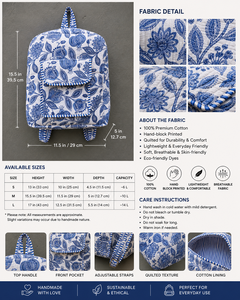 Chouhan Textile Quilted Cotton Student <b>Backpack</b> Serpentine Pattern Zipper <b>School</b> Bag Lightweight Softback Fashion Detachable - Product Image 5