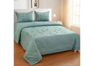 Ensemble de draps brodés en coton de qualité supérieure – Taille King avec housses de coussin matelassées - Product Image 2