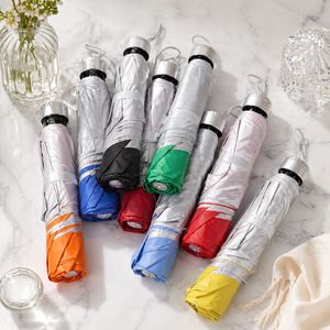 Parapluie de voyage manuel argenté en promotion, impression de logo, 7 ou 8 baleines, pliable anti-UV, pour vente en gros en usine AD - Product Image 1