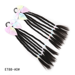 Accessorio per <span class=keywords><strong>capelli</strong></span> a forma di fiocco colorato per bambini, con <span class=keywords><strong>trecce</strong></span> sintetiche. <span class=keywords><strong>Capelli</strong></span> da ragazza in movimento, in coda di cavallo colorata. - Product Image 4