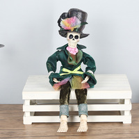 Halloween squelette elfe poupée squelette Flexible Couple Figurines assis crâne Statue gothique cheminée ornements décor à la maison