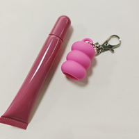 Tube de brillant à lèvres tendance avec porte-clés, étui portable en silicone pour rouge à lèvres, étui personnalisé pour baume à lèvres, emballage cosmétique sur mesure