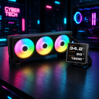 Refroidisseur de processeur liquide AIO Cougar Poseidon VP360 360 mm avec écran LCD, radiateur RGB, triple ventilateur, système de refroidissement par eau à roulement fluide, noir