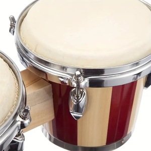 Wholesale Factory-Direct Stripe Color 7+8-Inch Sheepskin Bongo <b>Drums</b> Wooden Hand Percussion <b>Drums</b> Percussion Instruments - Product Image 3
