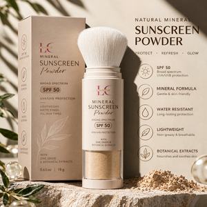 Polvere <span class=keywords><strong>Solare</strong></span> Minerale con Etichetta Privata, Pennello Applicatore, SPF 50, Protezione ad Ampio Spettro UVA UVB, Polvere <span class=keywords><strong>Solare</strong></span> Portatile per il Viso - Product Image 1