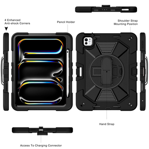 เคสแท็บเล็ตป้องกันการตกกระแทกเกรดอุตสาหกรรม รุ่น Armor Series พร้อมขาตั้งปรับมุมมองได้หลายระดับ สำหรับ iPad 11 Pro <span class=keywords><strong>M5</strong></span> 2025 รุ่น A3357 - Product Image 4