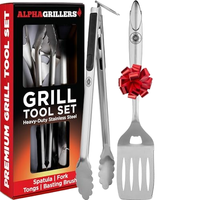 Ensemble d'outils de barbecue en acier inoxydable robustes pour hommes gril extérieur spatule fourchette brosse pinces accessoires et cadeaux pratiques