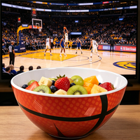 Bol à Popcorn Incassable en Mélamine de 8,5 Pouces, Bol à Collation Thème Basket en Mélamine pour Jour de Match