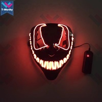 T-worthy 2022 Halloween Venom LED Masque Effrayant Light-Up EL Wire Costume pour Mascarade Cosplay Party Nouveau Design PVC Matériel