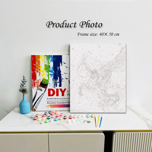 ภาพวาดระบายสีตามตัวเลข DIY ลายพระจันทร์ เพกาซัส ยูนิคอร์น ท้องฟ้าเต็มไปด้วยดวงดาว แฟนตาซี ภาพพิมพ์บนผ้าใบตกแต่งผนังบ้านสไตล์โมเดิร์น - Product Image 2