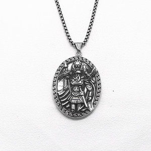 yunnique Unisex <b>Titanium</b> Steel Pendant Necklace Oval Viking Warrior Design Retro Style Fashion Jewelry - Product Image 1