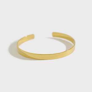 Brazalete de plata de ley 2022 chapado en oro, joyería con patrón de onda y otros diseños, pulsera para mujer 925 - Product Image 5