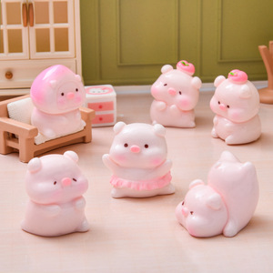 Ciondoli in Resina a Forma di Maialino Peach dei Cartoni Animati, <span class=keywords><strong>Casa</strong></span> delle Bambole Rosa Luminosa - Product Image 2