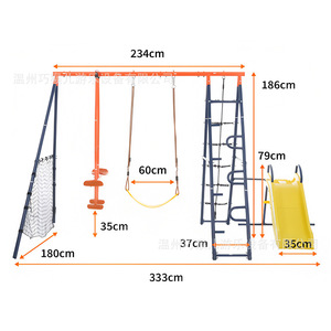 Structure de jeu multifonctionnelle pour extérieur, équipement de terrain de jeux pour maternelle avec toboggan et échelle d'escalade, structure en fer - Product Image 4